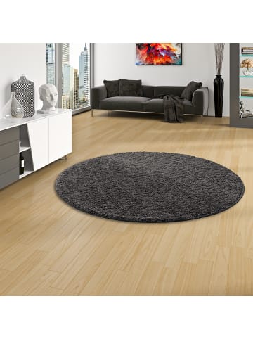 Snapstyle Hochflor-Teppich Milano Rund in anthrazit