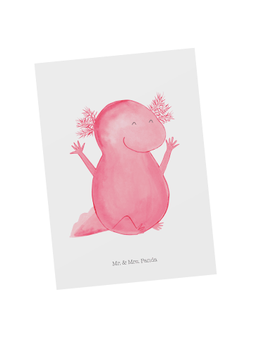 Mr. & Mrs. Panda Postkarte Axolotl Hurra ohne Spruch in Weiß