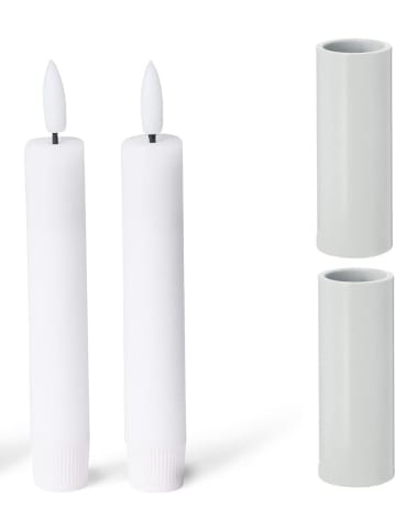 Novaliv Novaliv 2er-Set Stabkerzenhalter Kerzenständer magnetisch Weiss 2,8x5c in Weiß