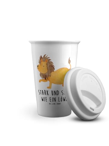 Mr. & Mrs. Panda ToGo Kaffeebecher Sternzeichen Löwe mit Spruch in Weiß