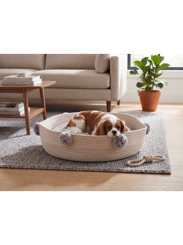 Beliani Tierbett ORTACA in Beige/Weiß - (W) 44 x (H) 10 x (L) 44 cm