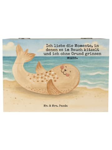 Mr. & Mrs. Panda Schatzkiste Robbe Liegen Design mit Spruch in Weiß