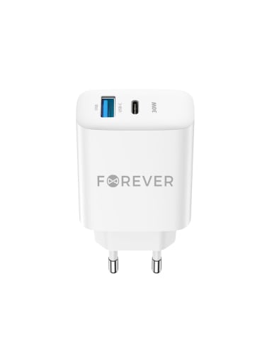 FOREVER Forever TC-07-30AC PD QC Ladegerät 1x USB-C 1x USB 30W weiß