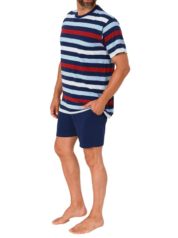 NORMANN Schlafanzug kurzarm Shorty Pyjama Streifen - 78239 in marine