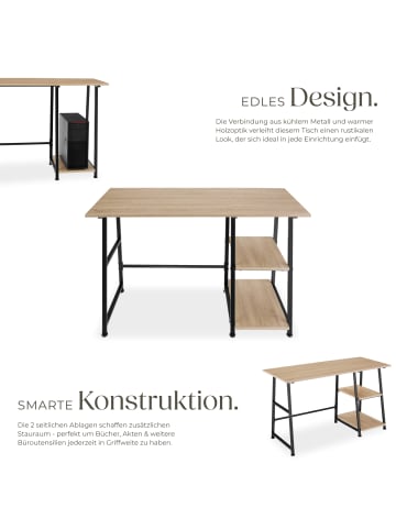 tectake Schreibtisch Paisley 120 x 50 x 73,5 cm, Industrial Holz hell, Eiche Sonoma