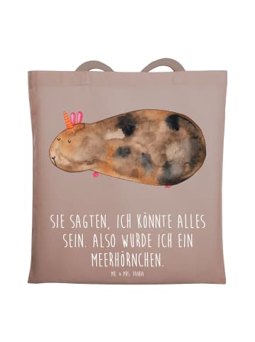 Mr. & Mrs. Panda Tragetasche Einhorn Meerschweinchen mit Spruch in Braun Pastell