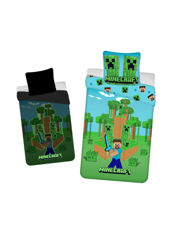 Minecraft Minecraft Baumwoll Bettwäsche Set 140x200 cm mit Leuchteffekt in Grün