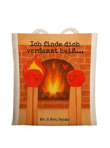 Mr. & Mrs. Panda Freizeittasche Streichhölzer Design mit Spruch in Weiß