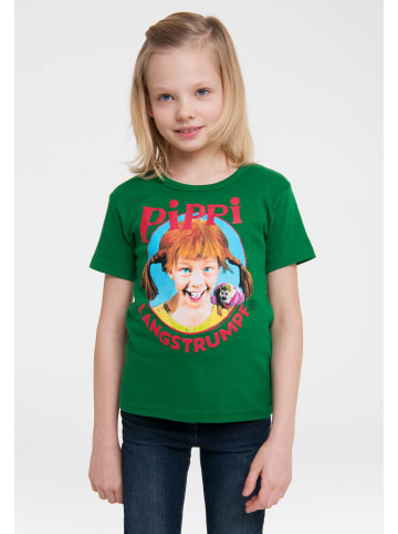 Logoshirt T-Shirt Pippi Langstrumpf Portrait in grün