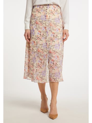 Usha Damen Midirock Mit Blütenprint in Wollweiss Mehrfarbig