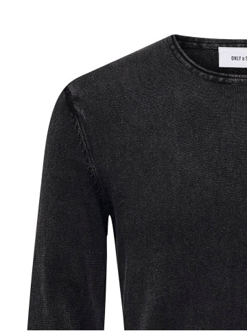 Only&Sons Lässiger Feinstrick Pullover Washed Design Rundhals Sweater in Schwarz