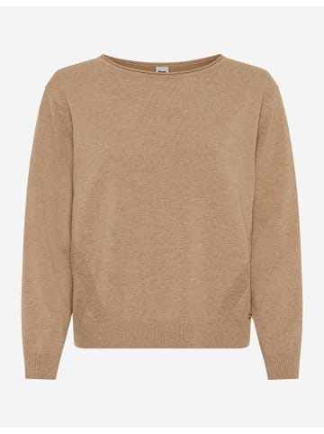 BRAX Strickpullover mit Cashmere und Ajourdetails in Walnuss