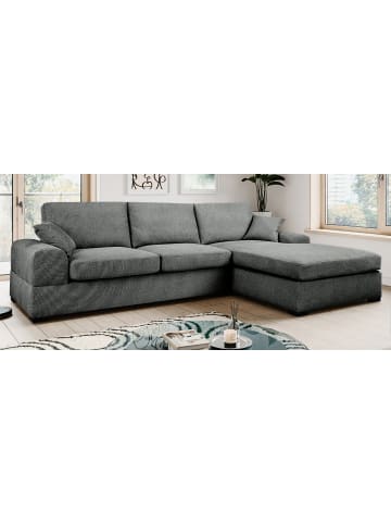 Inn.Furn Sofa grau Strukturstoff 308 cm, Ecksofa 5-Sitzer, L-Sofa Ottomane rechts