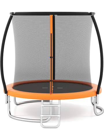 COSTWAY Ø244 cm Trampolin Outdoor mit Leiter in Orange