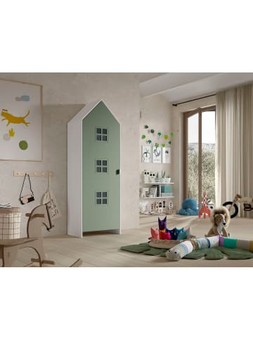 58 aufm Kessel REGALSCHRANK Kania 58x37x171 MDF+Holzwerkstoff Weiß/Grün