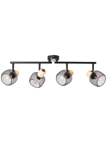 Brilliant Strahlerrohr 4flg, 74 cm, E14, schwenkbar, Metall/Holz, schwarz/braun