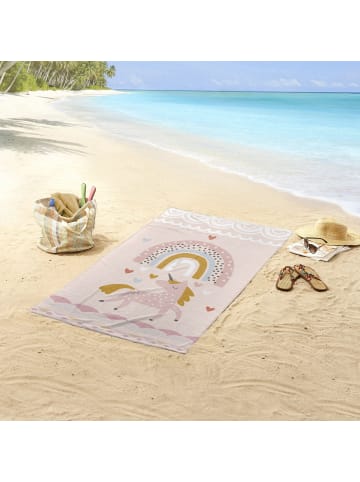 Good Morning Velours-Frottier Strandtuch Dash in rosa