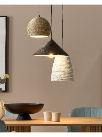 Beliani Pendelleuchten ENDRICK in Weiß/Naturfarben/Braun - (W) 55 x (H) 120 x (L) 55 cm