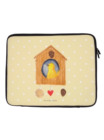 Mr. & Mrs. Panda Laptop Tasche Vogel Haus ohne Spruch in Gelb Pastell