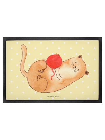 Mr. & Mrs. Panda Sauberlaufmatte Katze Wolle ohne Spruch in Gelb Pastell