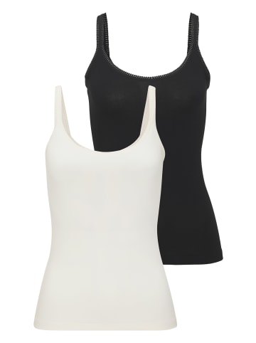 LASCANA Unterhemd in schwarz/creme
