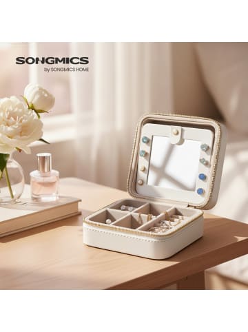SONGMICS Schmuckkasten Gisella in Wolkenweiß - (B)11.4 x (H)5.5 x (T)11.4 cm