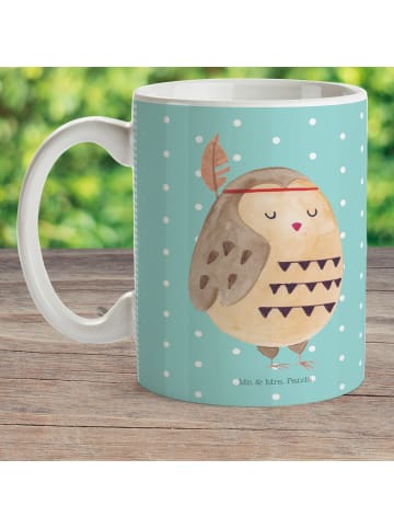 Mr. & Mrs. Panda Plastikbecher Eule Federschmuck ohne Spruch in Türkis Pastell