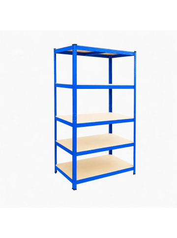 relaxdays Schwerlastregal in Blau/ Braun - (B)100 x (H)180 x (T)40 cm
