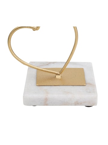 Mauro Ferretti Goldener Kerzenhalter aus Metall mit Herzen und Marmor, 14,5 x 10 x 32,5 cm