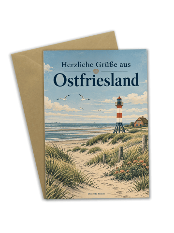 Klappkarte Leuchtturm maritim Design mit Spruch in Weiß