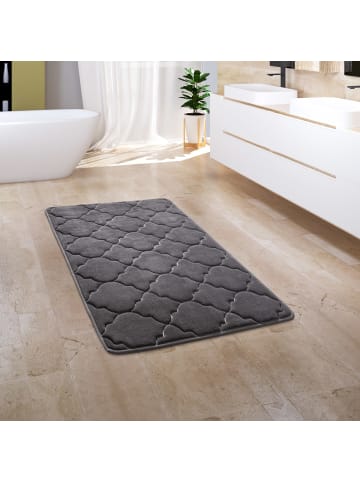 KADIMA DESIGN Waschbarer Teppich Badezimmer waschmaschinenwaschbar Struktur Flur in Dunkelgrau