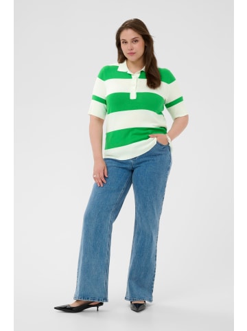 KAFFE curve Strickpullover KClizzy Loose fit in Chalk/Bright Green Stripe