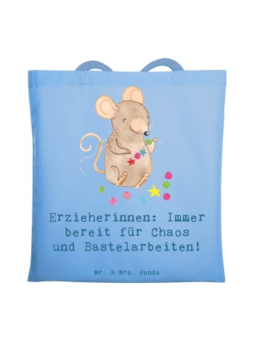 Mr. & Mrs. Panda Stoffbeutel Erzieherin Chaos mit Spruch in Sky Blue
