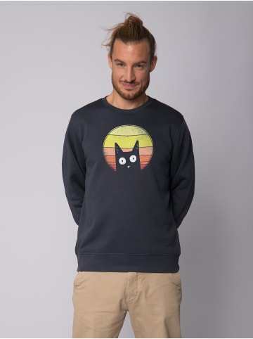 wat? Apparel Sweatshirt Sunset Cat in India Ink Grey