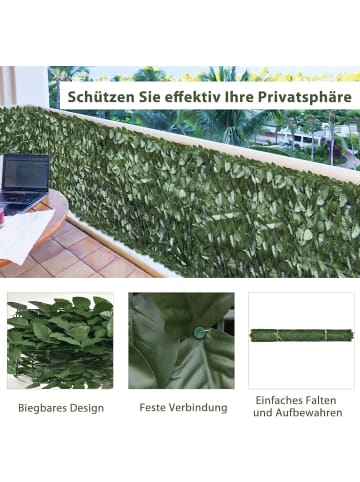 COSTWAY Pflanzenwand Künstlich 3x1m in Grün