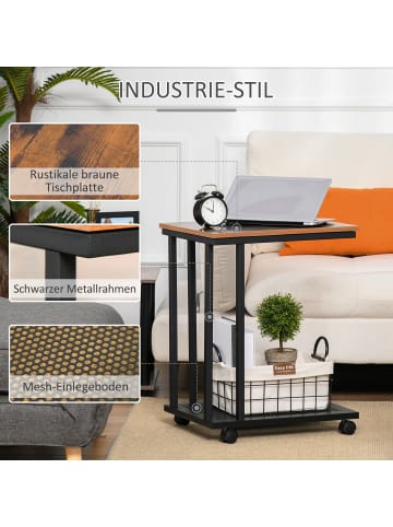 HOMCOM Couchtisch-L51 x B36 x H65 cm-Schwarz + Walnuss