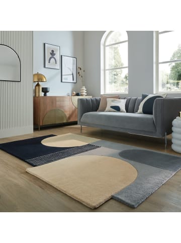 KADIMA DESIGN Wollteppich modern, abstrakt, rutschfest, Teppich 100% Wolle in Grau