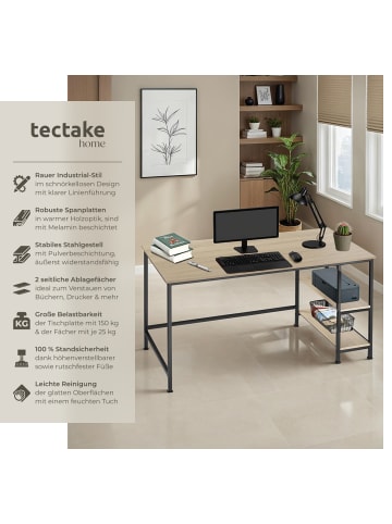 tectake Computer-Schreibtisch Canton 120 x 60 x 75,5 cm, Industrial Holz hell, Eiche Son