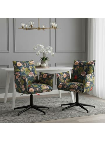 DUBI Möbel 2er-Set: Bürostuhl Mika-Till in Blumen - (B)60 x (H)85 x  (T)63 cm