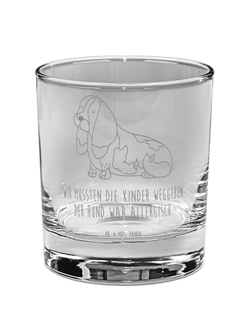 Mr. & Mrs. Panda Whiskyglas Hund Basset Hound mit Spruch in Transparent