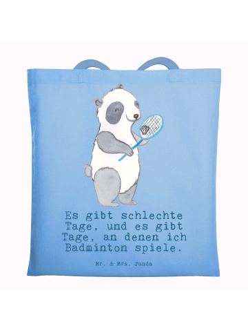 Mr. & Mrs. Panda Tragetasche Panda Badminton  mit Spruch in Sky Blue