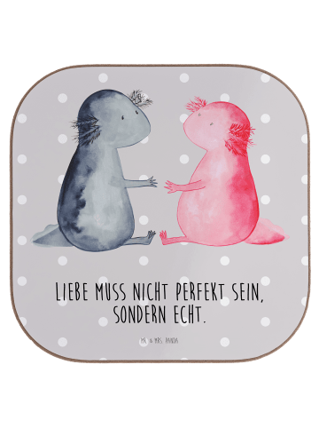 Mr. & Mrs. Panda Untersetzer Axolotl Liebe mit Spruch in Grau Pastell