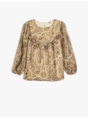KOTON BLUSE LS in Braun Gemustert