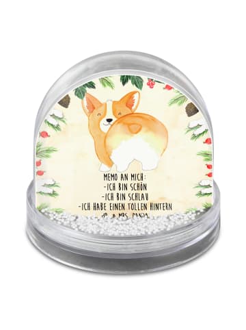 Mr. & Mrs. Panda Schneekugel Weihnachten Corgi Po mit Spruch in Naturpapier