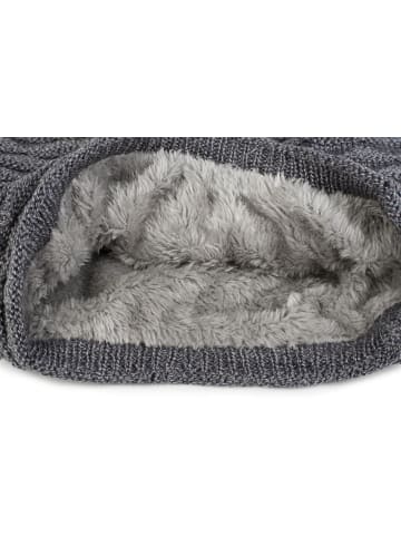 styleBREAKER Feinstrick Beanie Mütze in Grau