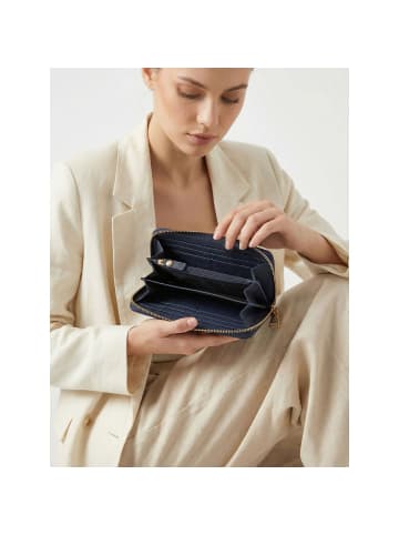 Lazarotti Bologna Leather XL Zip-Around Geldbörse Leder 19 cm navy