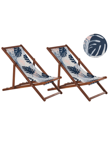 Beliani 4-tlg Gartenliege ANZIO in Blau/Beige/Weiß