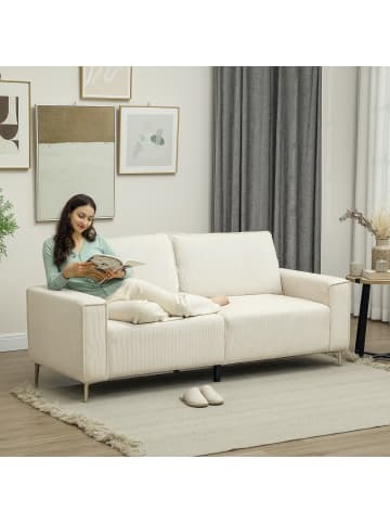 HOMCOM 3 Sitzer Sofa in Cremeweiß 193L x 77B x 80H cm