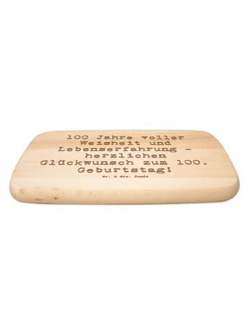 Mr. & Mrs. Panda Frühstücksbrett Spruch 100. Geburtstag mit Spruch in Transparent