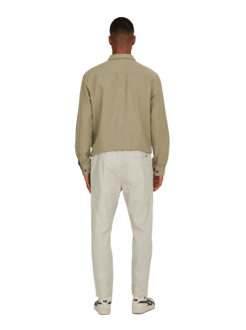 Only&Sons Jogginghose ONSLINUS CROP LIN tapered in Beige